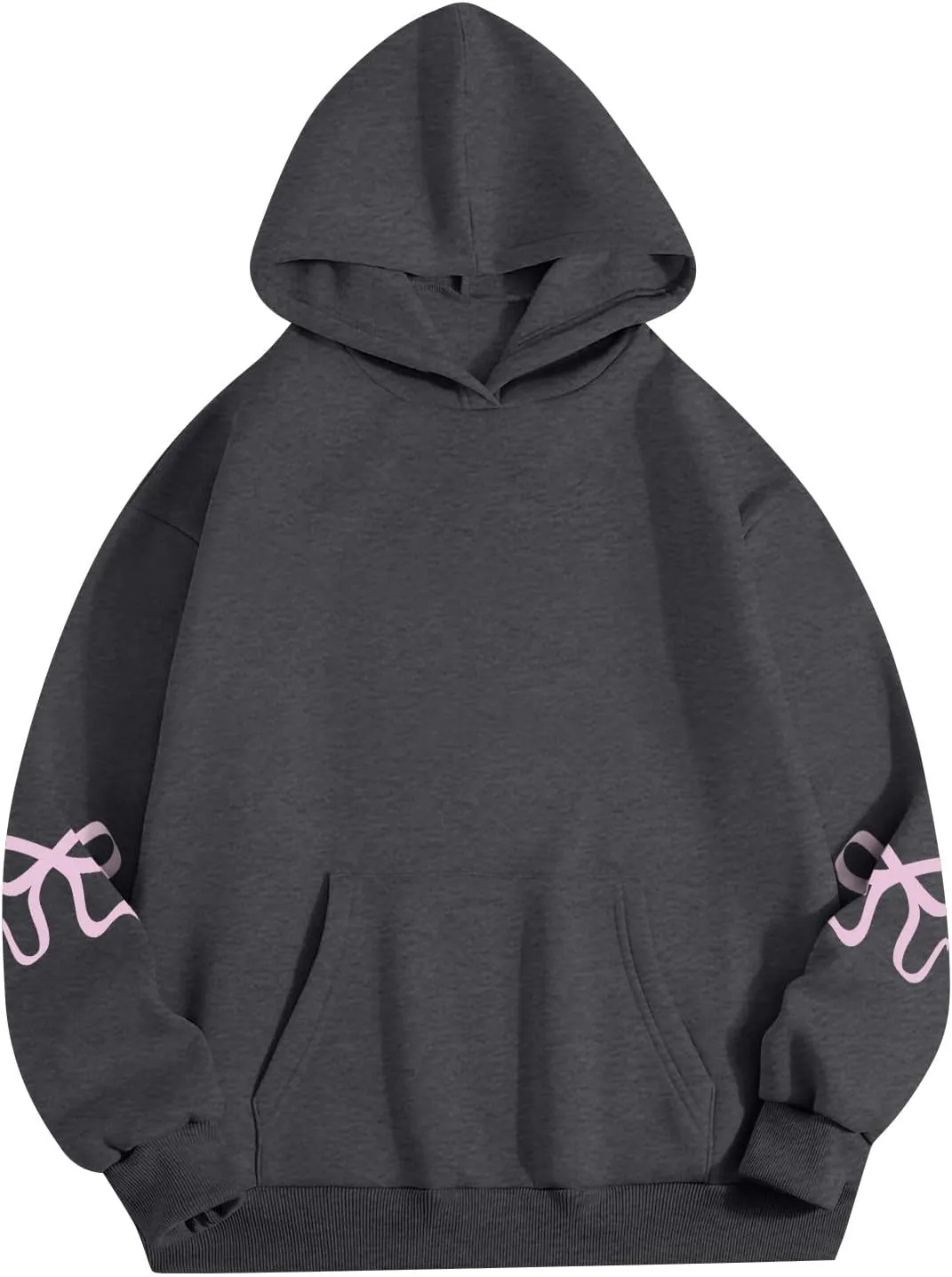 Women's Bow Print Hoodies 2025 Spring Trendy Long Sleeve Sweatshirts Cute Preppy Clothes Casual Graphic Pullover Tops