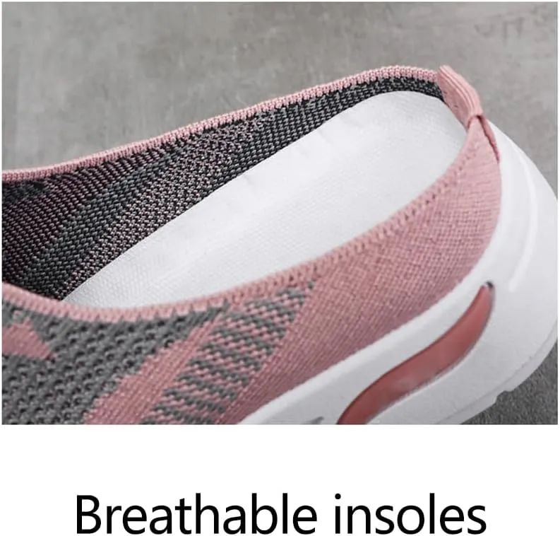 Women's Breathable Mesh Open Back Sneakers Mules Shoes for Women Slip On Breathable Open Back Orthopedic Walking Shoes