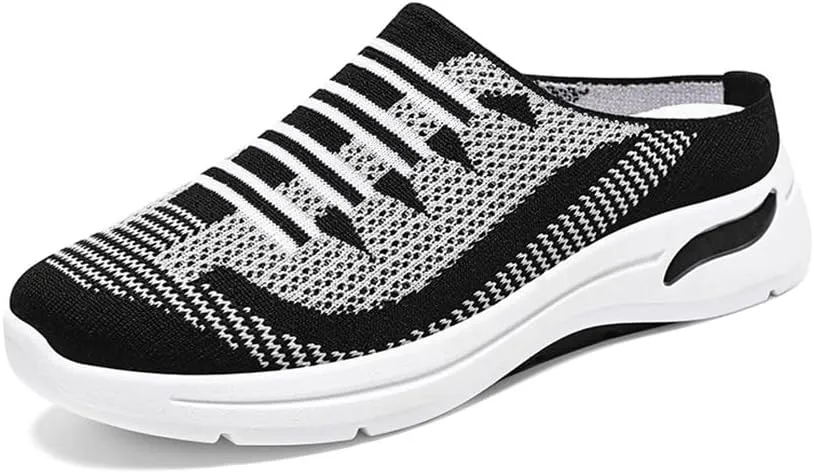 Women's Breathable Mesh Open Back Sneakers Mules Shoes for Women Slip On Breathable Open Back Orthopedic Walking Shoes