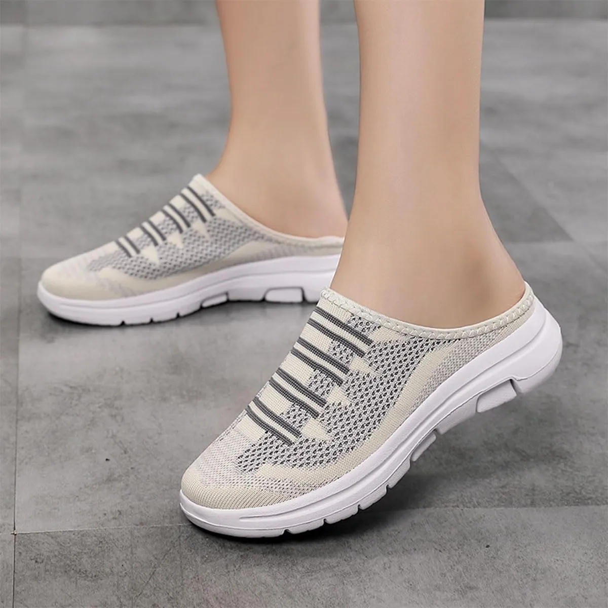 Women's Breathable Mesh Open Back Sneakers,Slip On Breathable Open Back Orthopedic Walking Shoes for Women's