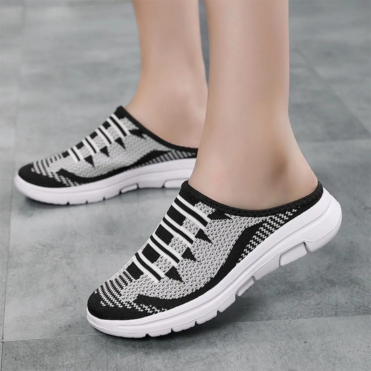Women's Breathable Mesh Open Back Sneakers,Slip On Breathable Open Back Orthopedic Walking Shoes for Women's