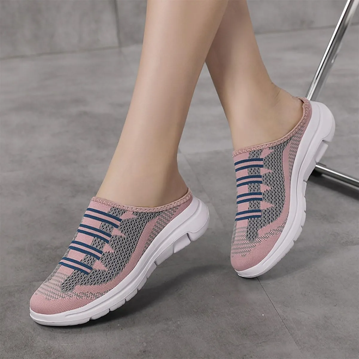 Women's Breathable Mesh Open Back Sneakers,Slip On Breathable Open Back Orthopedic Walking Shoes for Women's