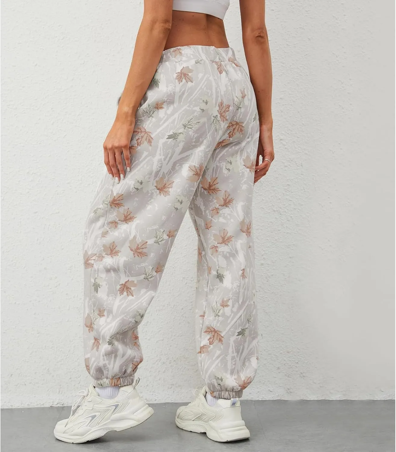 Womens Camo Pants Casual Elastic Waist Wide Leg Pants Lightweight Baggy Sweatpants with Pocket