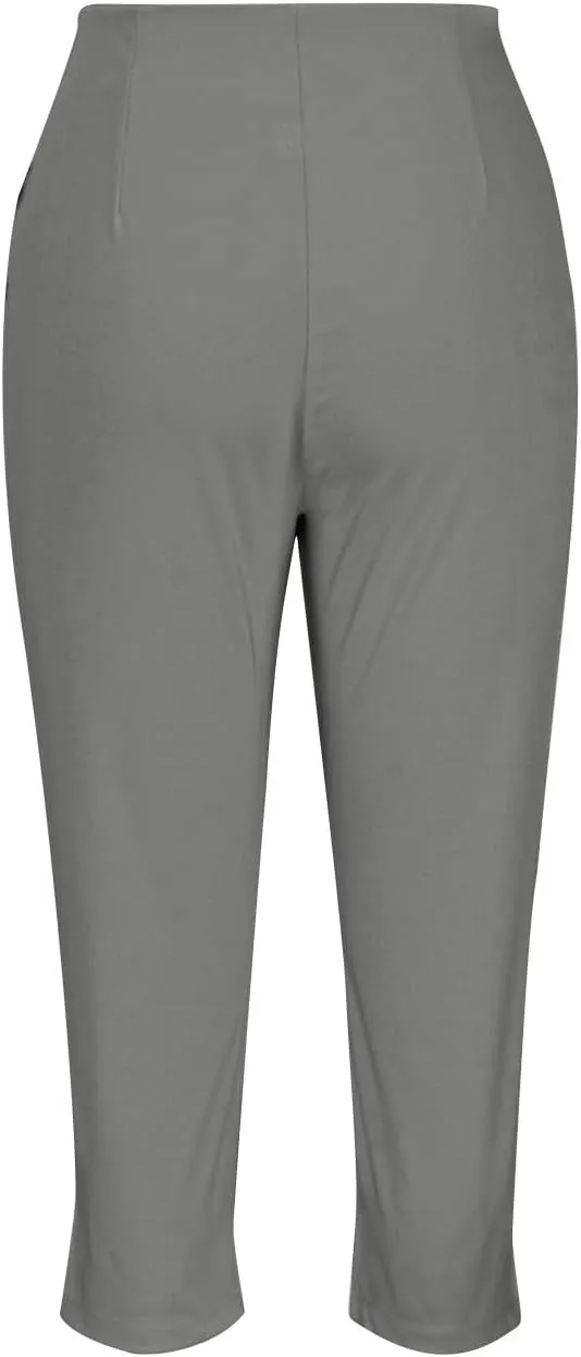 Women's Capri Dress Pants Stretch High Waisted Crop Office Work Pants Summer Casual Capris Slacks Yoga