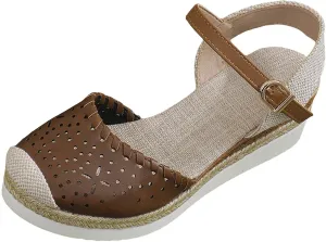Women's Closed Toe Elastic Ankle Strap Espadrilles Wedge Sandals Orthopedic Comfortable Summer Dress Hollow Out Arch Wedge Platform Sandal Slip on Casual Beach Outdoor Wedding Espadrilles Footwear