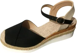 Women's Closed Toe Platform Sandals Summer Buckle Ankle Strap Espadrilles Wedges for Women, Comfortable Anti Slip Beach Walking Shoes Platform Espadrilles Sandal Fashion Dress Shoes