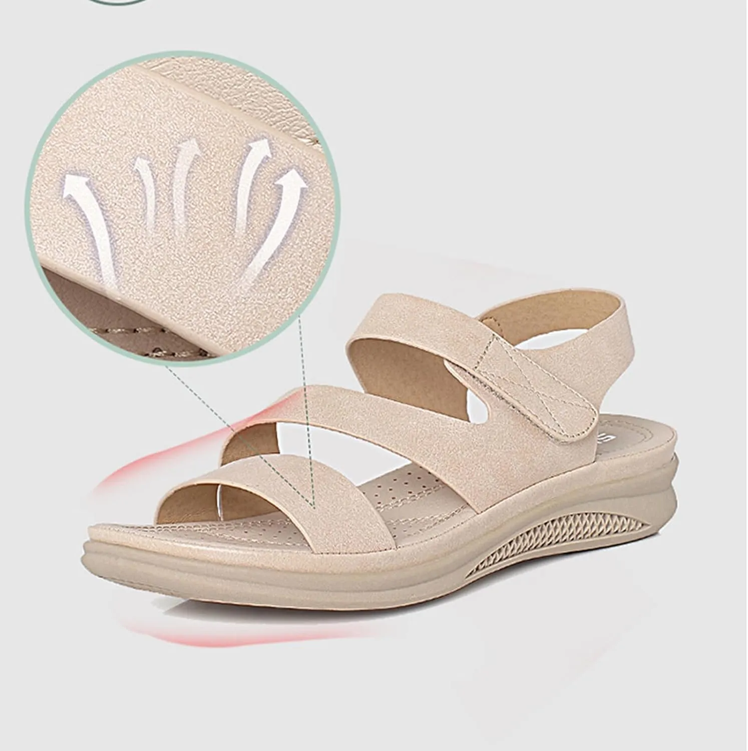 Women's Comfortable Walking Sandals, Open Toe Sport Slingback Ankle Strap Flat Summer Sandals Lightweight Platform Shoes