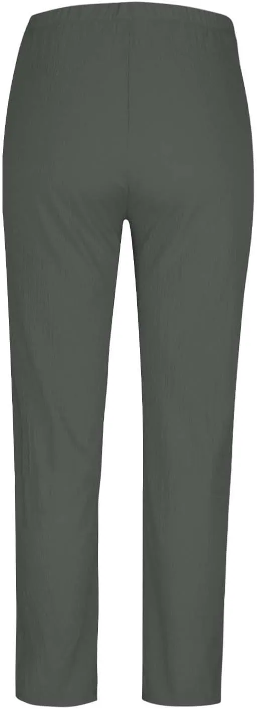 Womens Cotton Linen Cropped Pants Elastic High Waist Folded Hem Pants Casual Summer Trousers with Pockets