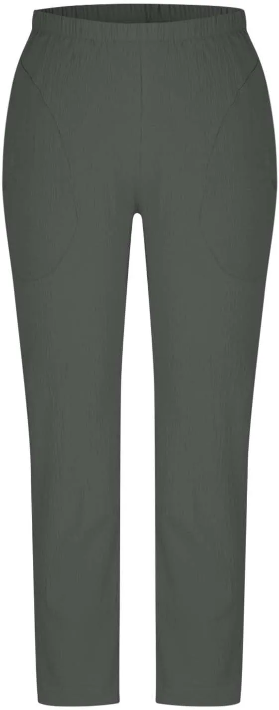 Womens Cotton Linen Cropped Pants Elastic High Waist Folded Hem Pants Casual Summer Trousers with Pockets