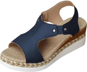 Women's Espadrilles Flatform Open Toe Sandal Buckle Slingback Cross Band Slip On Flat Heels Sandal Summer Dress Orthopedic Supportive Comfortable Comfort Orthotic Breathable Travel Espadrilles Shoes