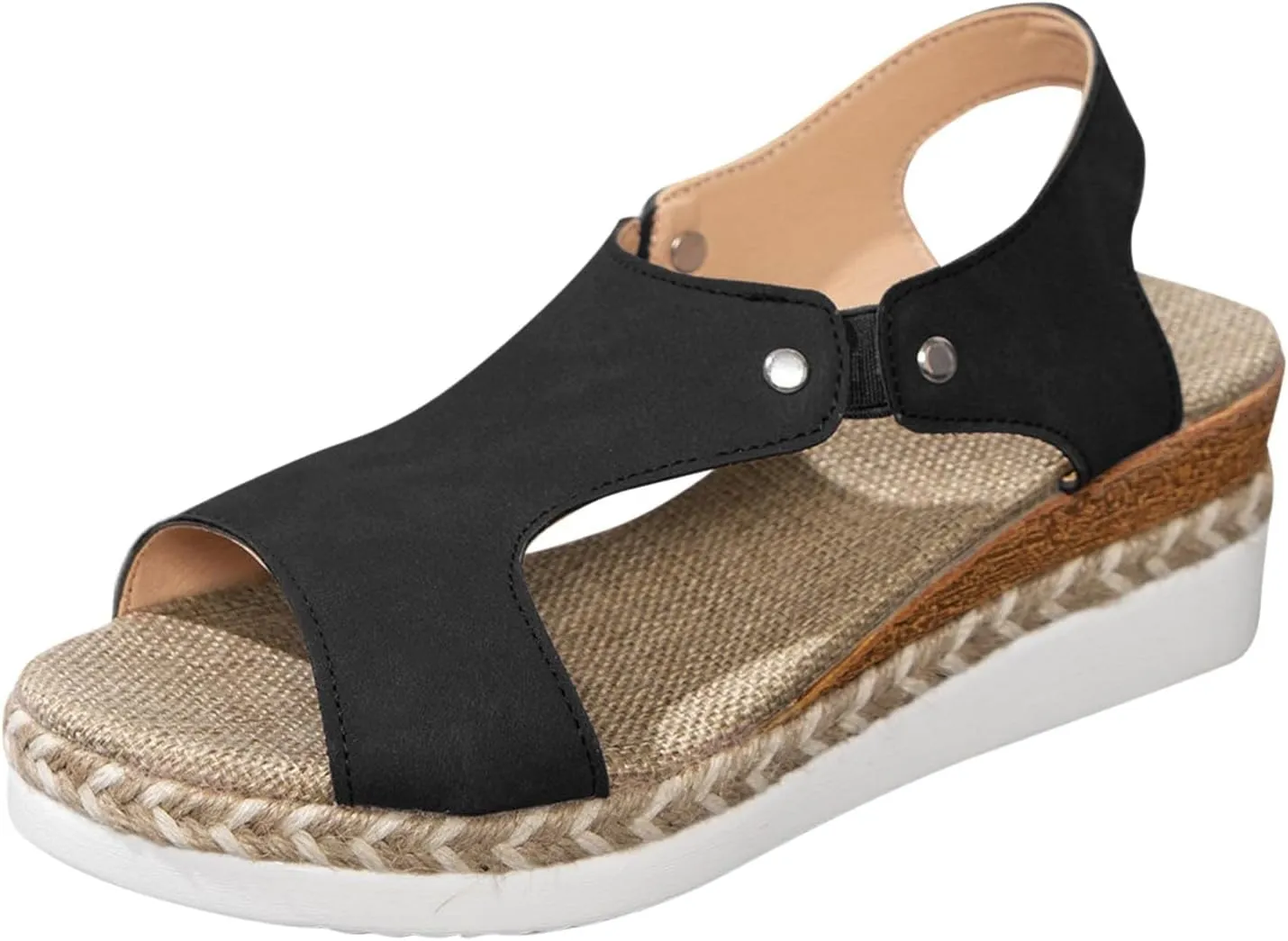Women's Espadrilles Flatform Open Toe Sandal Buckle Slingback Cross Band Slip On Flat Heels Sandal Summer Dress Orthopedic Supportive Comfortable Comfort Orthotic Breathable Travel Espadrilles Shoes