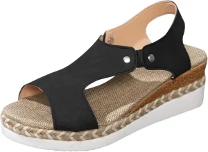 Women's Espadrilles Flatform Open Toe Sandal Buckle Slingback Cross Band Slip On Flat Heels Sandal Summer Dress Orthopedic Supportive Comfortable Comfort Orthotic Breathable Travel Espadrilles Shoes