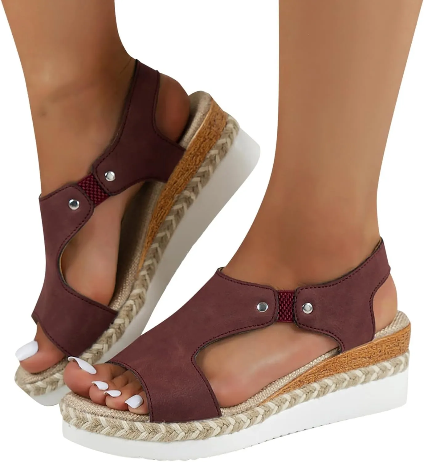 Women's Espadrilles Flatform Open Toe Sandal Buckle Slingback Cross Band Slip On Flat Heels Sandal Summer Dress Orthopedic Supportive Comfortable Comfort Orthotic Breathable Travel Espadrilles Shoes