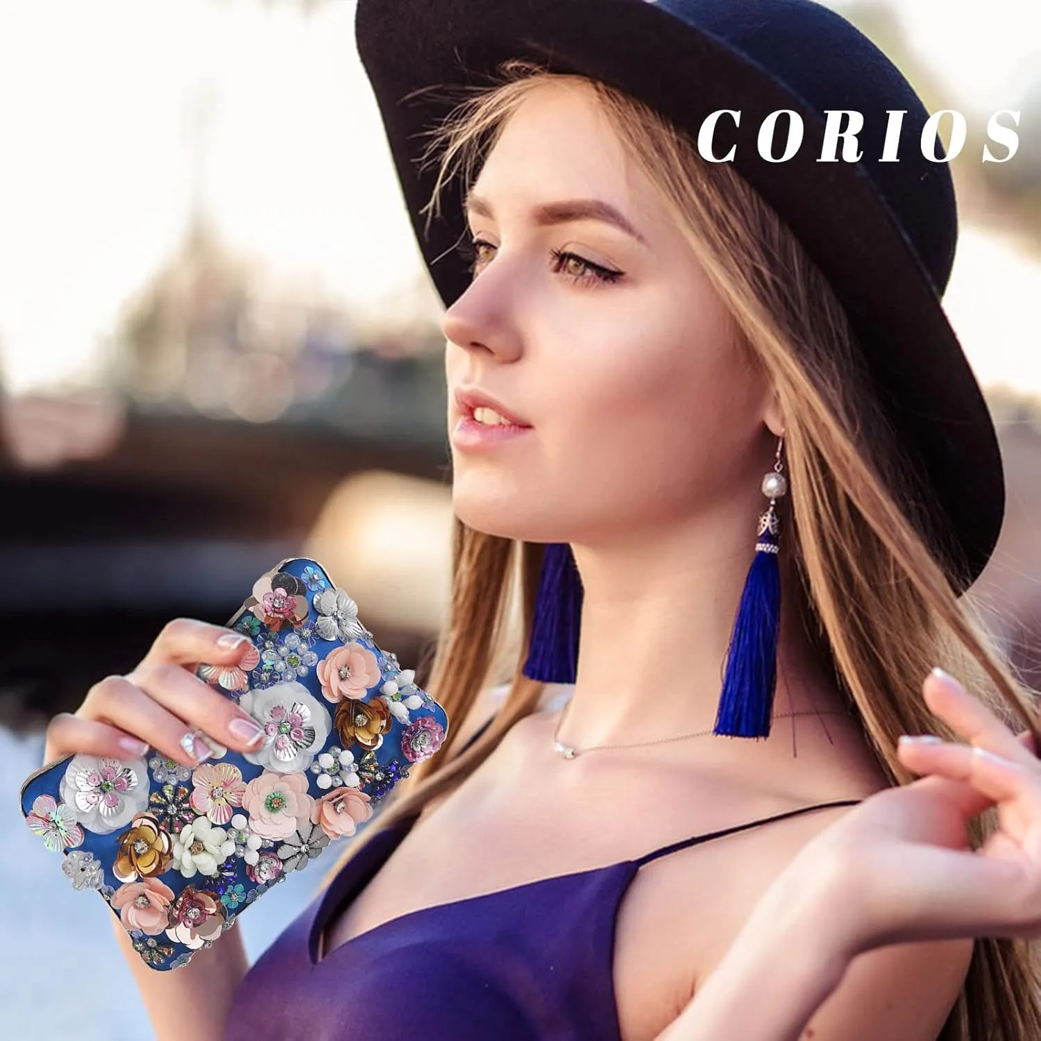 Women's Evening Bag Colorful Floral Clutch Purses 3D Sequin Flower Handbag Elegant Crossbody Bag Banquet Bag