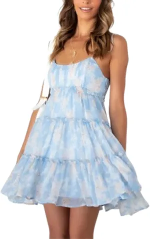 Women's Floral Chiffon Mini Dress - Spaghetti Strap Y2K A-Line Dress for Beach, Parties & Date Nights