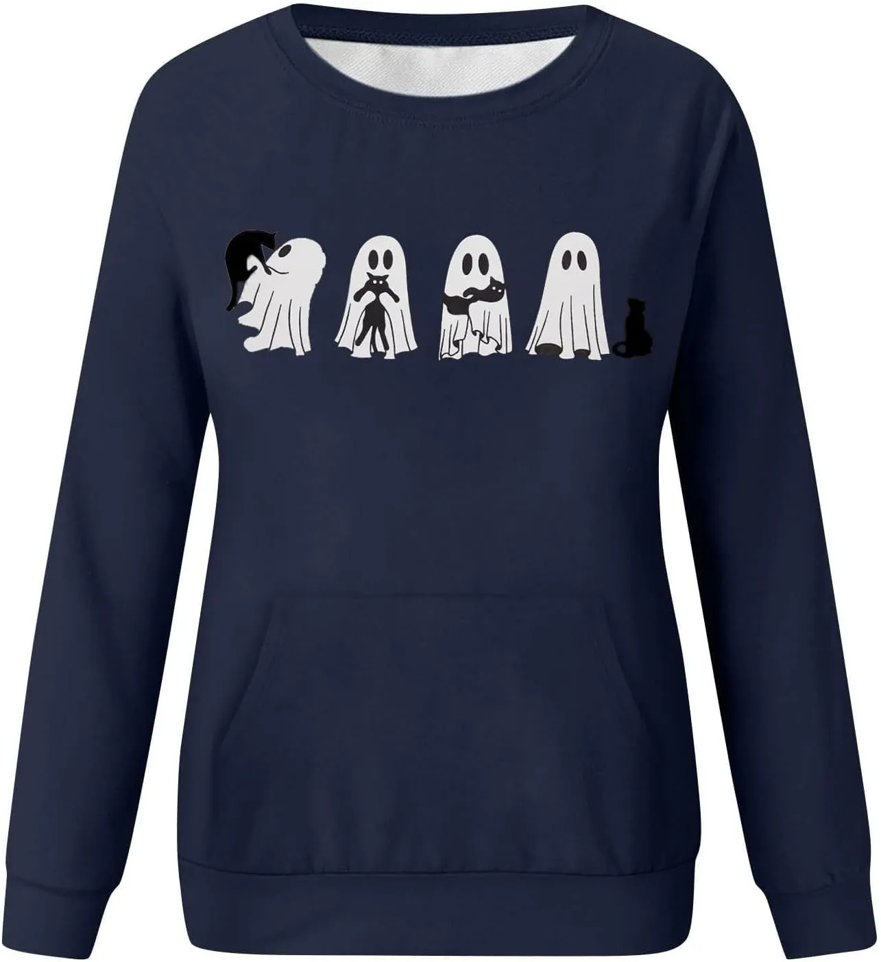 Womens Halooween Sweatshirt Regular Fit Cute Graphic Long Sleeve Crewneck Pullover Tunics Casual Fall Lightweight Top