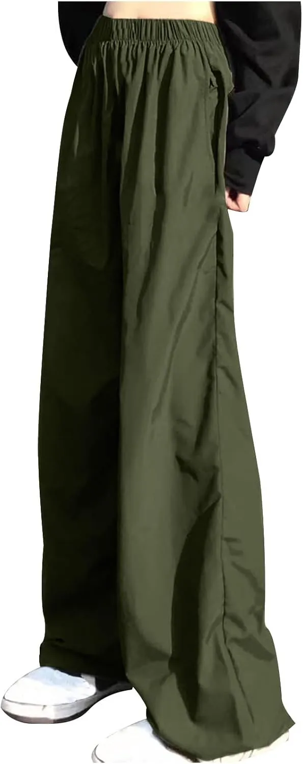 Women's High Waist Sweatpants Elastic Waist Athletic Pants Casual Baggy Joggers Wide Leg Slacks Solid Color Trousers
