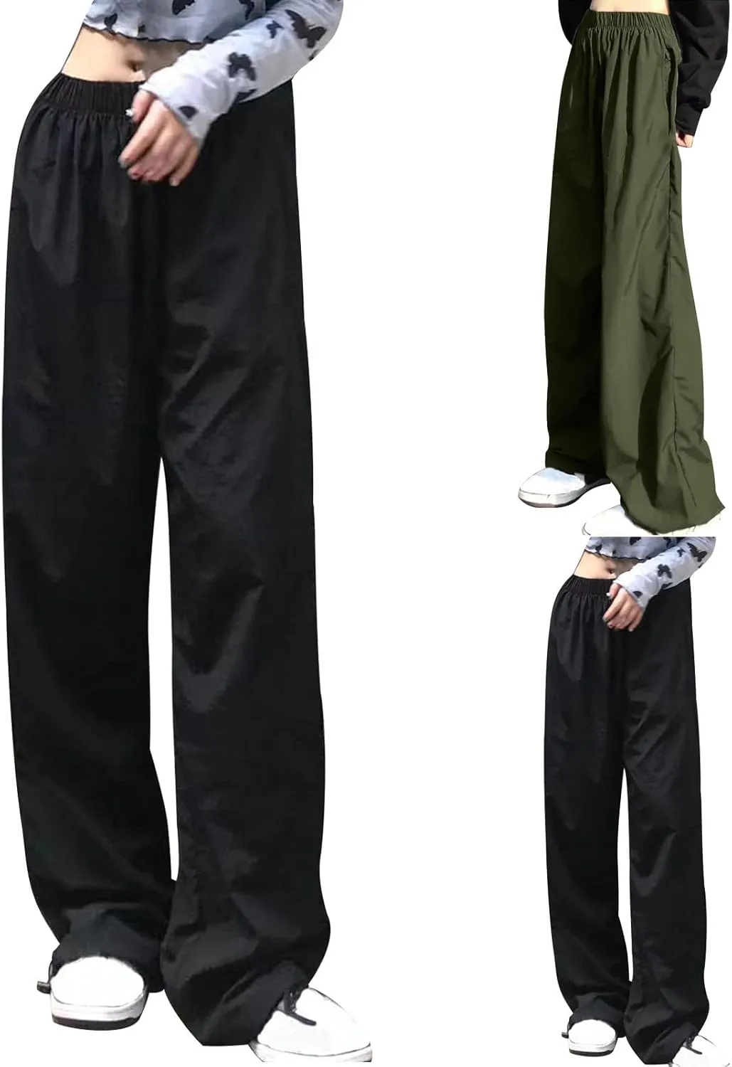 Women's High Waist Sweatpants Elastic Waist Athletic Pants Casual Baggy Joggers Wide Leg Slacks Solid Color Trousers