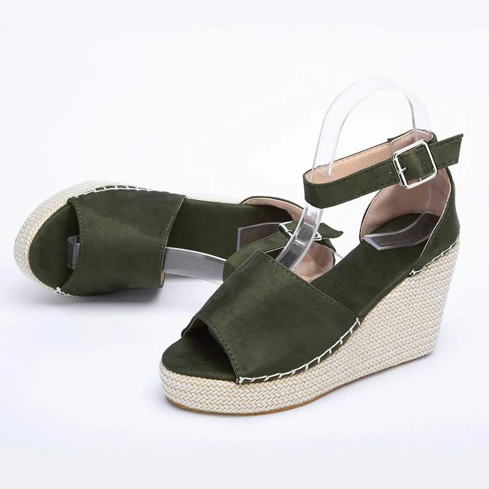 Womens High Wedge Platform Heel Peep Open Toe Slip-on Sandals Slingback Prom Casual Summer Heels Breathable Anti-Slip Wedges Ankle Strap Espadrille Round Slip on Comfort Vintage Shoes