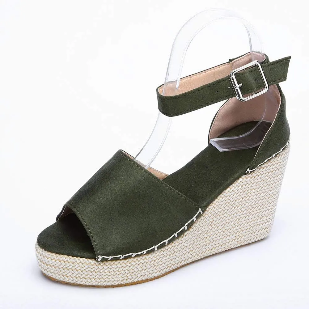 Womens High Wedge Platform Heel Peep Open Toe Slip-on Sandals Slingback Prom Casual Summer Heels Breathable Anti-Slip Wedges Ankle Strap Espadrille Round Slip on Comfort Vintage Shoes