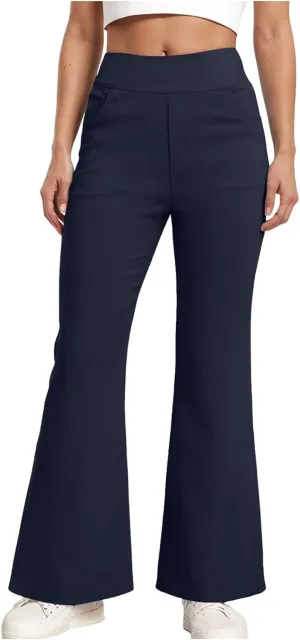 Womens Linen Wide Leg Pants Women High Waist Casual Elastic Waist Plaid Gingham Wide Leg Capri Palazzo Pants