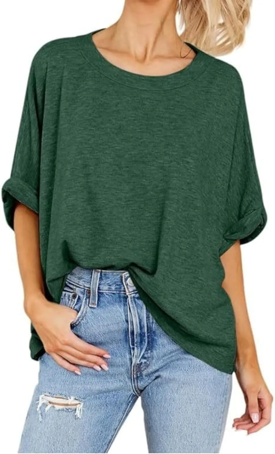 Women's Oversized T Shirts Loose Fit Tunic Tshirts Casual Summer Short Sleeve Tops Basic Tees