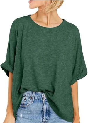 Women's Oversized T Shirts Loose Fit Tunic Tshirts Casual Summer Short Sleeve Tops Basic Tees