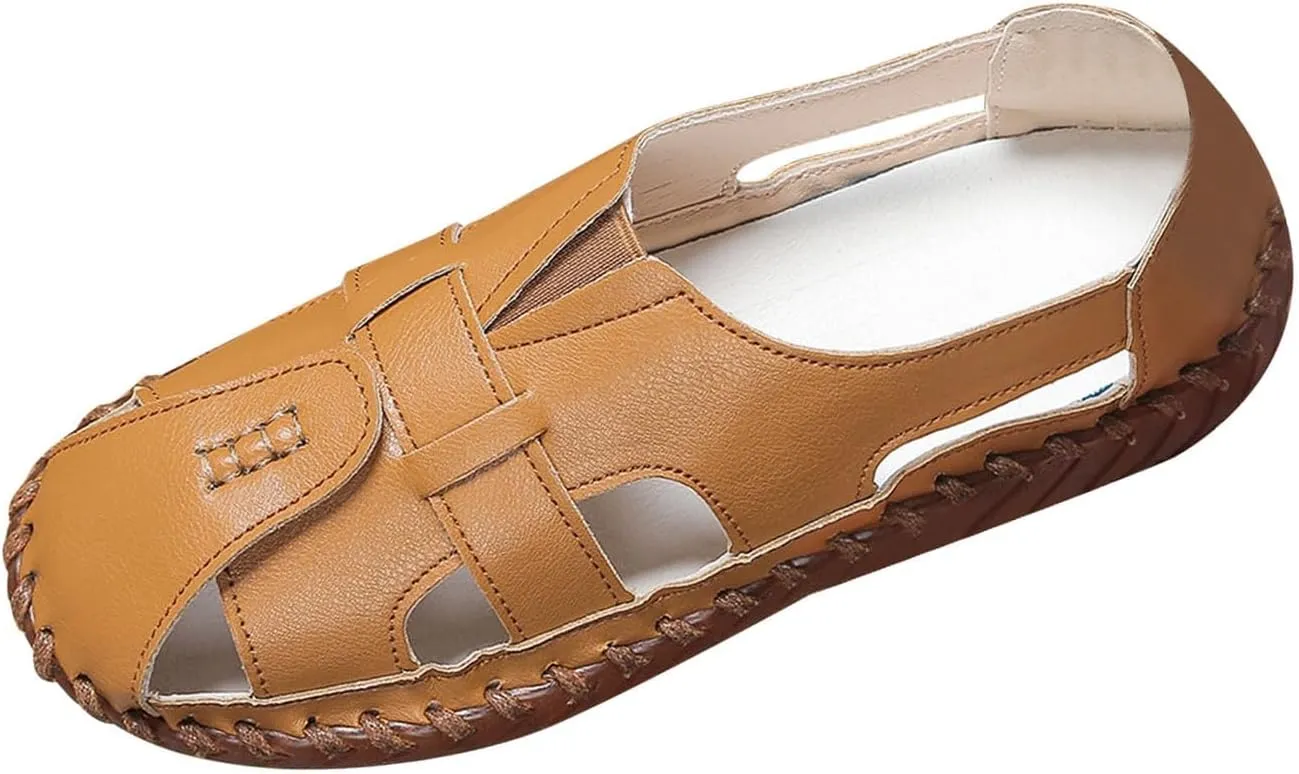 Womens Sport Sandals Closed Toe Breathable Outdoor Fisherman Shoes Summer Casual Non-Slip Leather Loafters Beach Walking