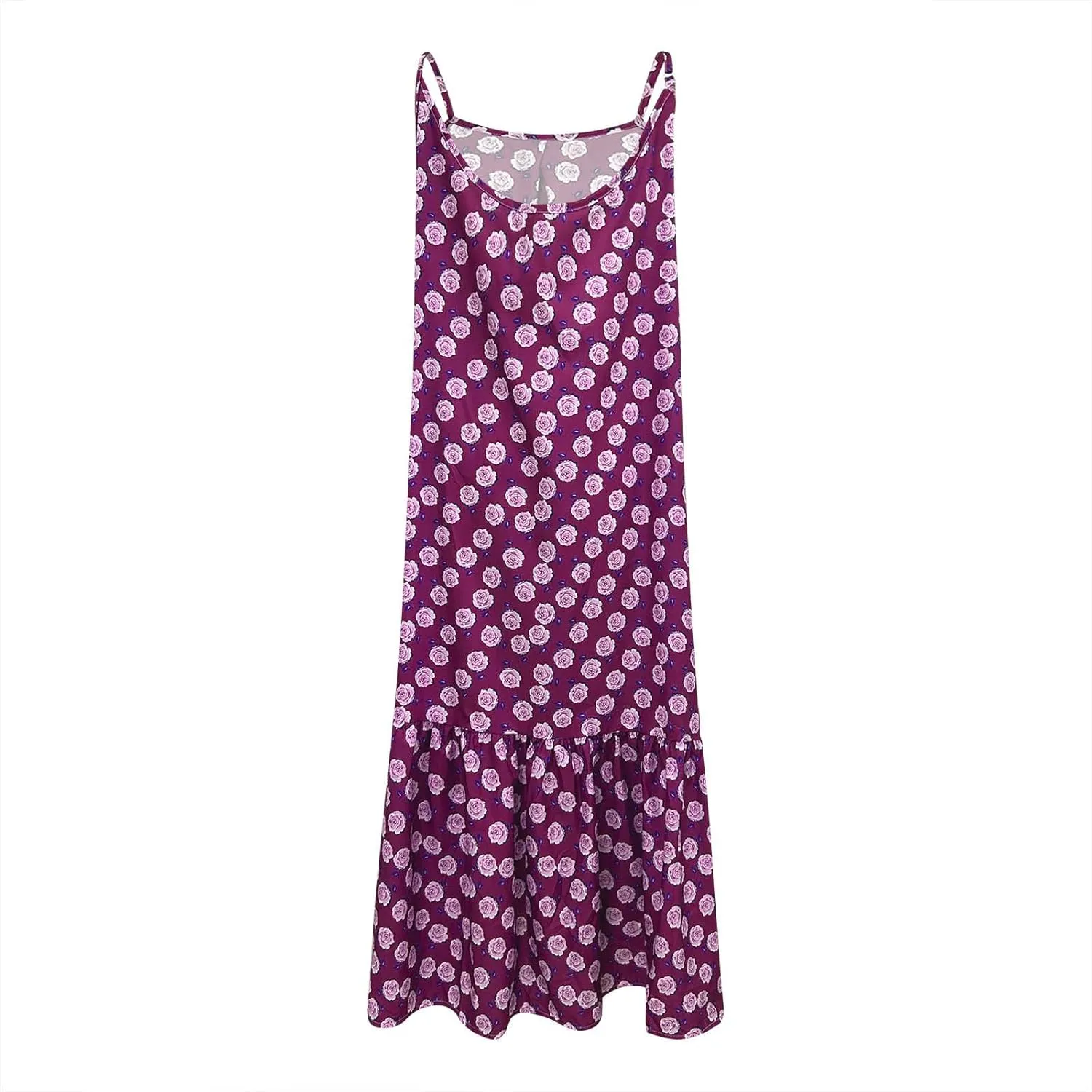 Women's Summer Casual Boho Floral Sundress Spaghetti Strap Flowy Midi Dresses A Line Beach Wedding Guest Dress