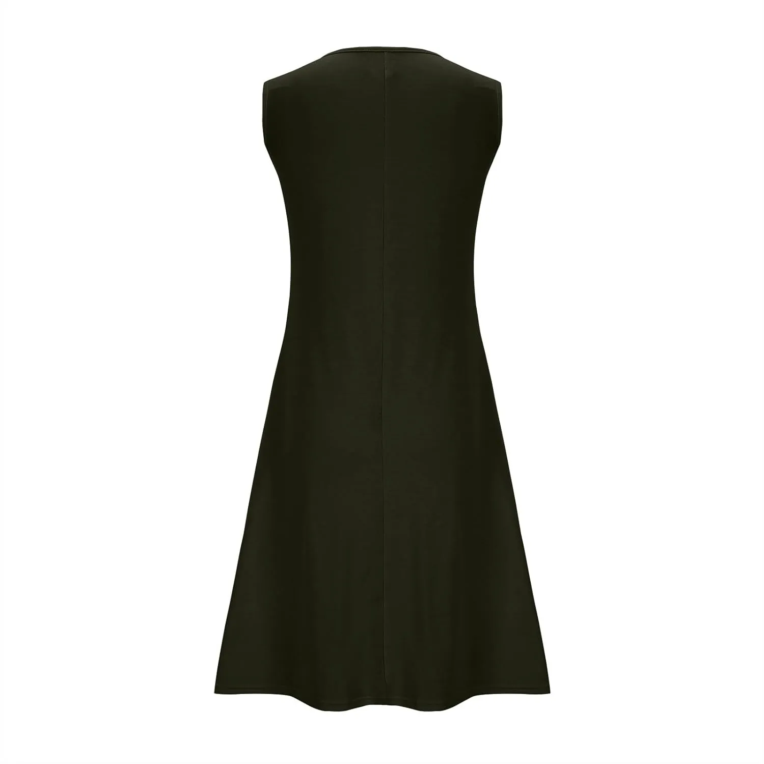 Womens Summer Dresses Casual Sleeveless Fashion Solid Color Dress Loose Fit Pleated Vacation Beach Sundress