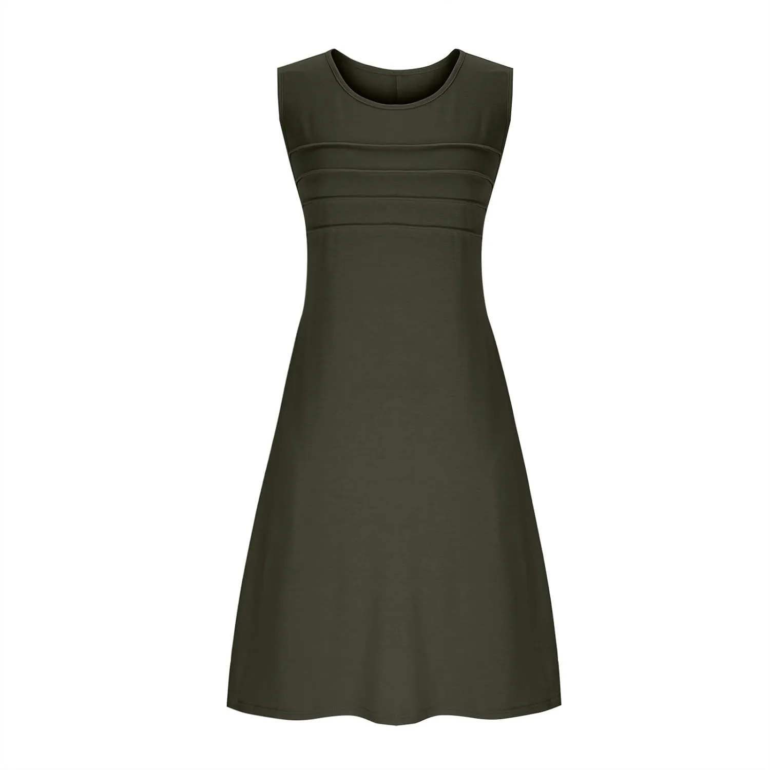 Womens Summer Dresses Casual Sleeveless Fashion Solid Color Dress Loose Fit Pleated Vacation Beach Sundress