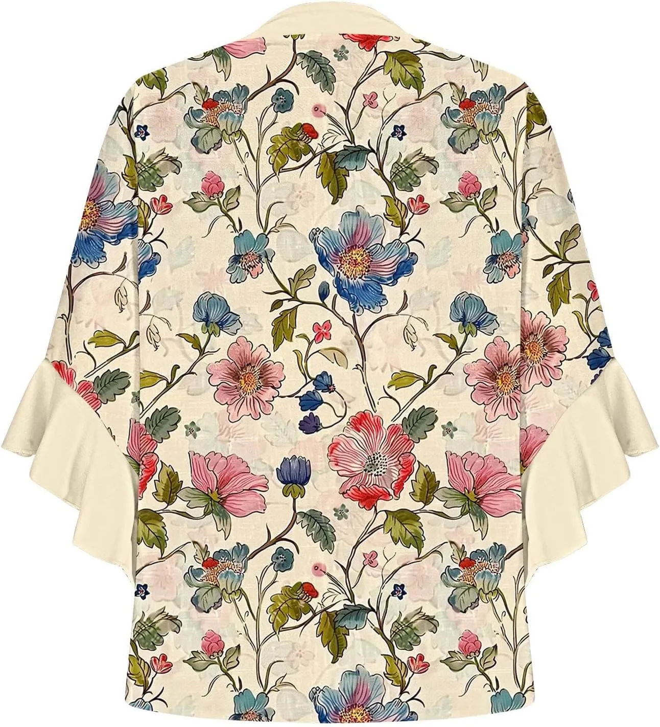 Womens Tops Dressy Casual 3/4 Length Bell Sleeve Top Oversized V Neck Floral T Shirts Summer Fashion Boho Tunics 2025