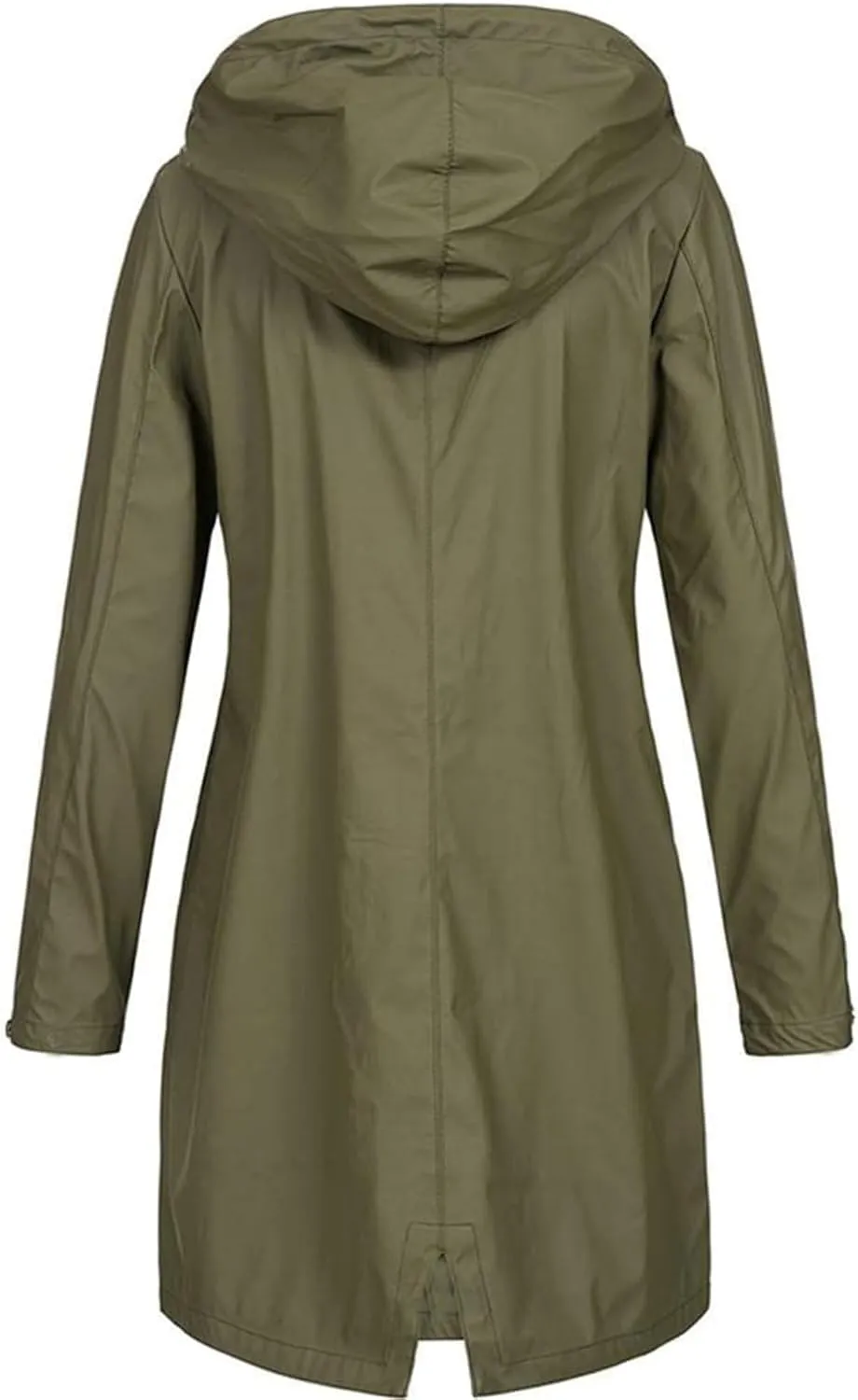 Womens Waterproof Mid Length Rain Jacket with Hood Casual Lightweight Windbreaker Travel Hiking Jacket