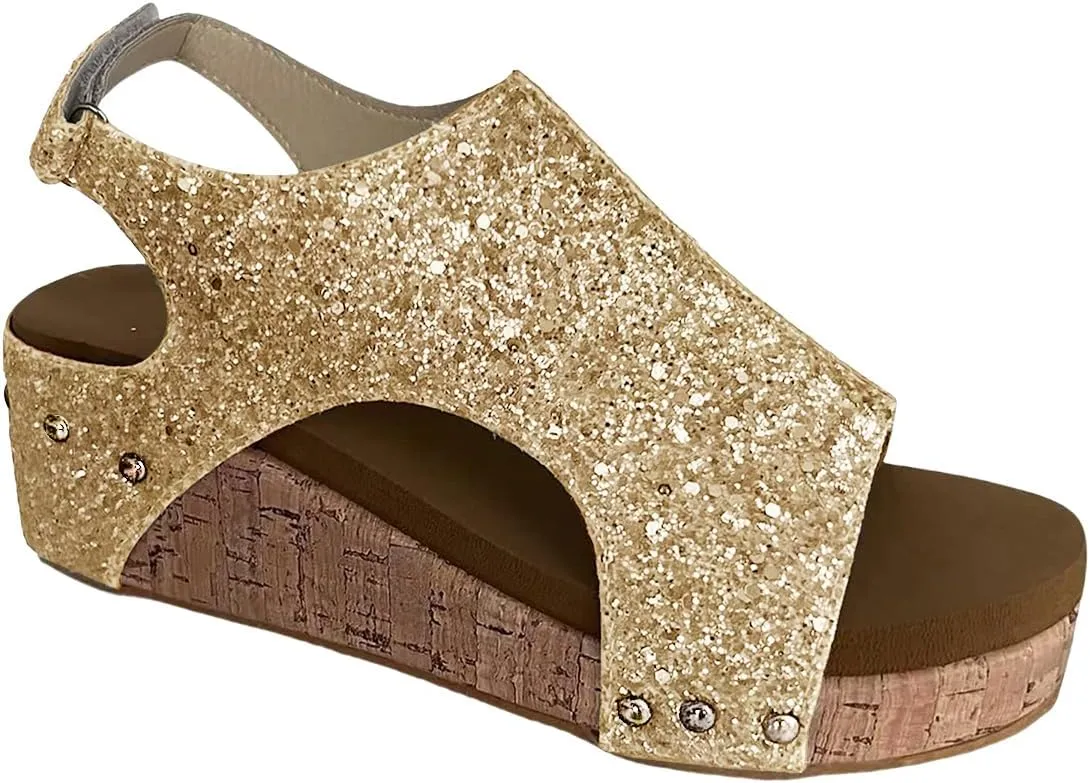 Womens Wedge Sandals Comfortable Open Toe Espadrilles Platform Sandals Buckle Ankle Strap Wedge Sandals Summer Slingback Bling Sandals