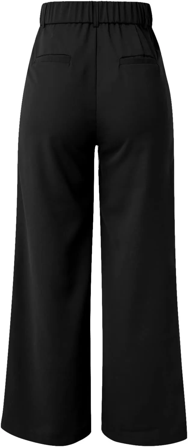 Womens Wide Leg Pants for Work Business Casual High Waisted Dress Pants Plus Size Trendy Elegant Flowy Trousers Office