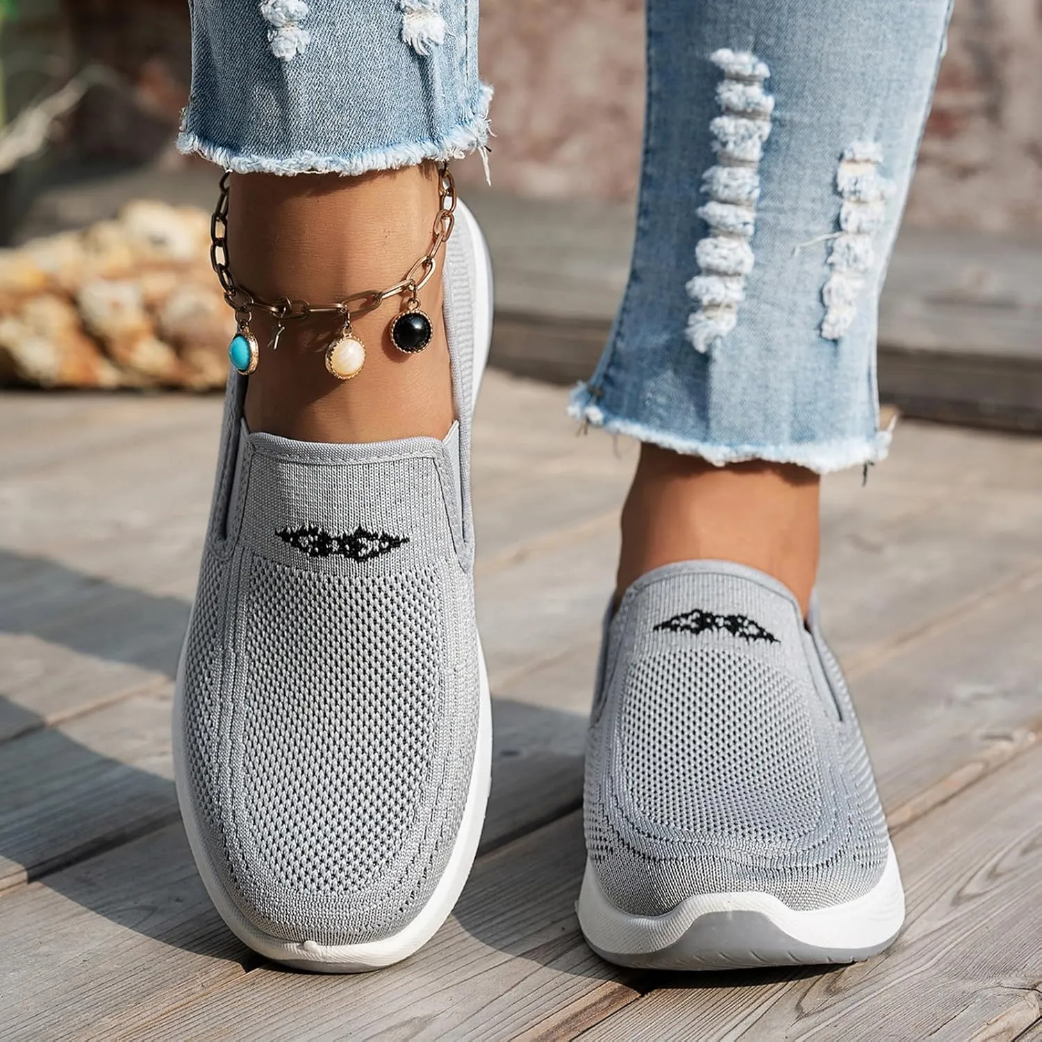 Women's Woven Orthopedic Breathable Soft Shoes Free Slip on Walking Shoes Casual Breathable Comfortable Sneaker Diabetic Foam Shoe Tennis Casual Non Slip Workout Sneakers