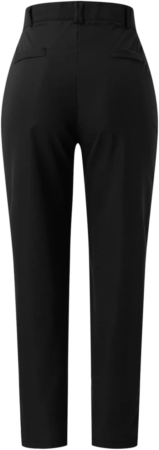Work Pants for Women High Waist Straight Leg Stretchy Business Office Dressy Casual Trousers Slacks with Pockets
