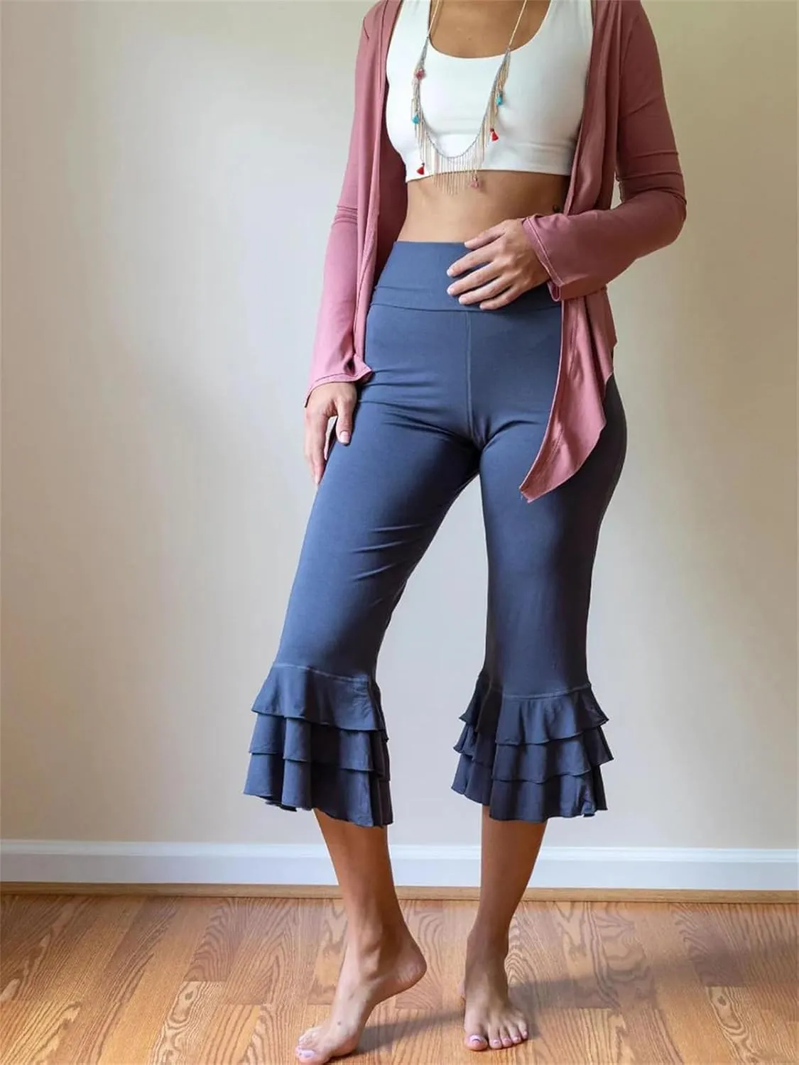 Y2k Capri Pants for Women Trendy Gingham Skinny Cropped Pants High Waist Pull On Capris Trousers Coquette Streetwear
