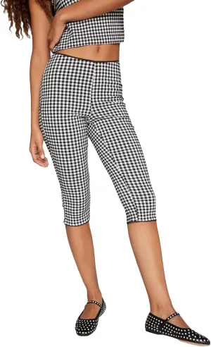 Y2k Capri Pants for Women Trendy Gingham Skinny Cropped Pants High Waist Pull On Capris Trousers Coquette Streetwear