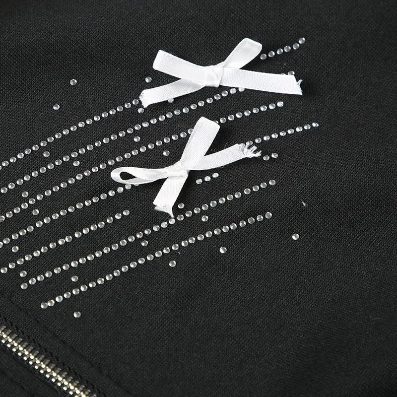 Y2k Zip Up Hoodie Fur Jackets Winter Coats Teen Emo Grunge 2000s Clothes Vintage Streetwear Women