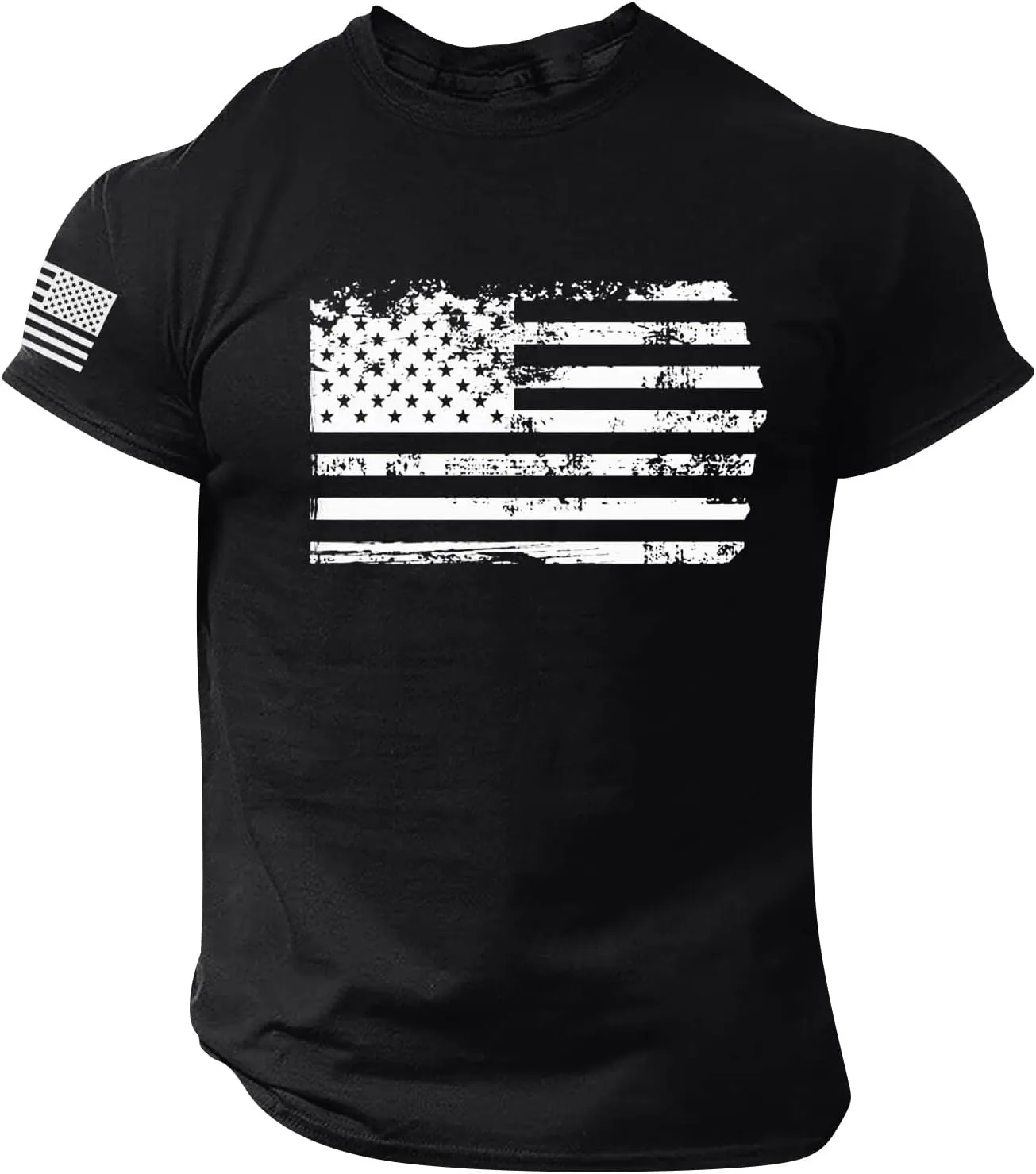 Ymosrh Men's American Flag Print T-Shirts Short Sleeve Graphic Tees Athletic Running Gym Workout Casual Shirts, M-5XL