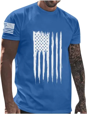 Ymosrh Men's American Flag Print T-Shirts Short Sleeve Graphic Tees Athletic Running Gym Workout Casual Shirts, M-5XL