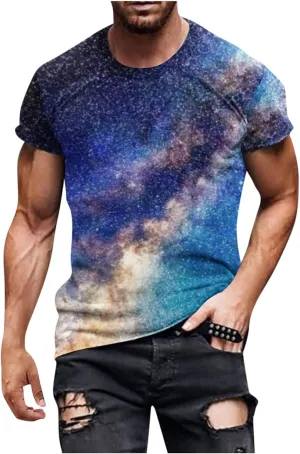 Ymosrh Men's Crewneck Shirts Muscle T-Shirt Short Sleeve Bodybuilding Gym Tee Fashion Workout Tshirts, M-6XL