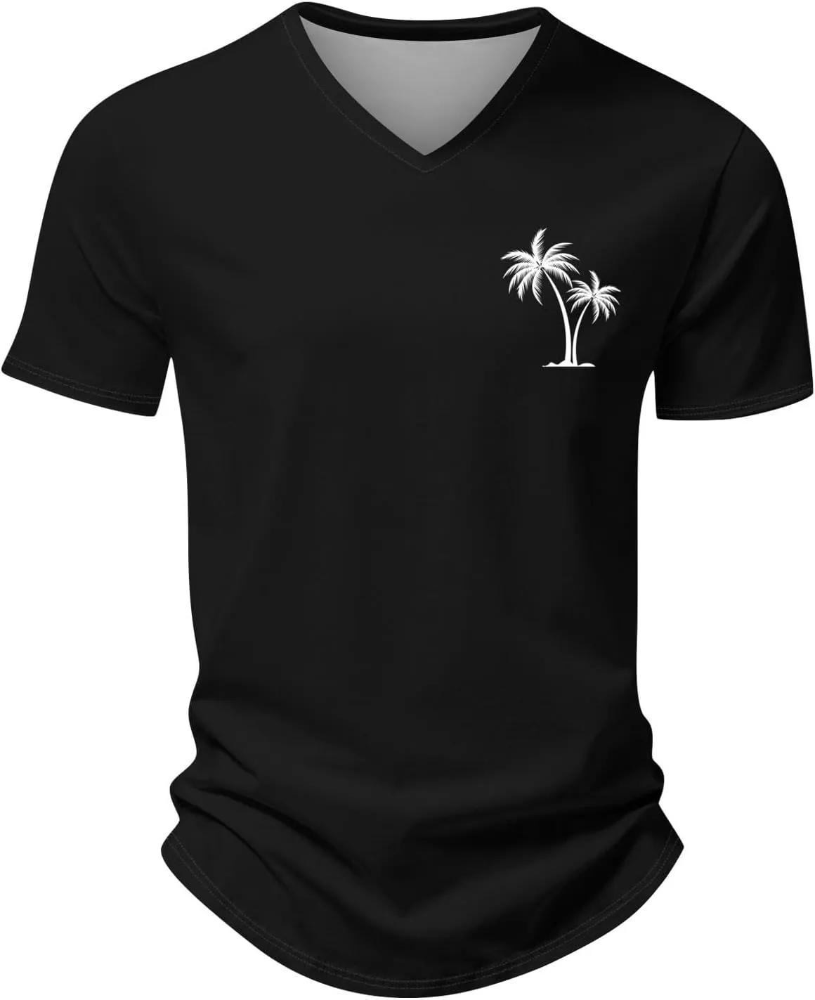 Ymosrh Men's Summer Beach Tee Shirts Short Sleeve Palm Tree T-Shirts Casual V Neck Tee Top Undershirts, S-3XL