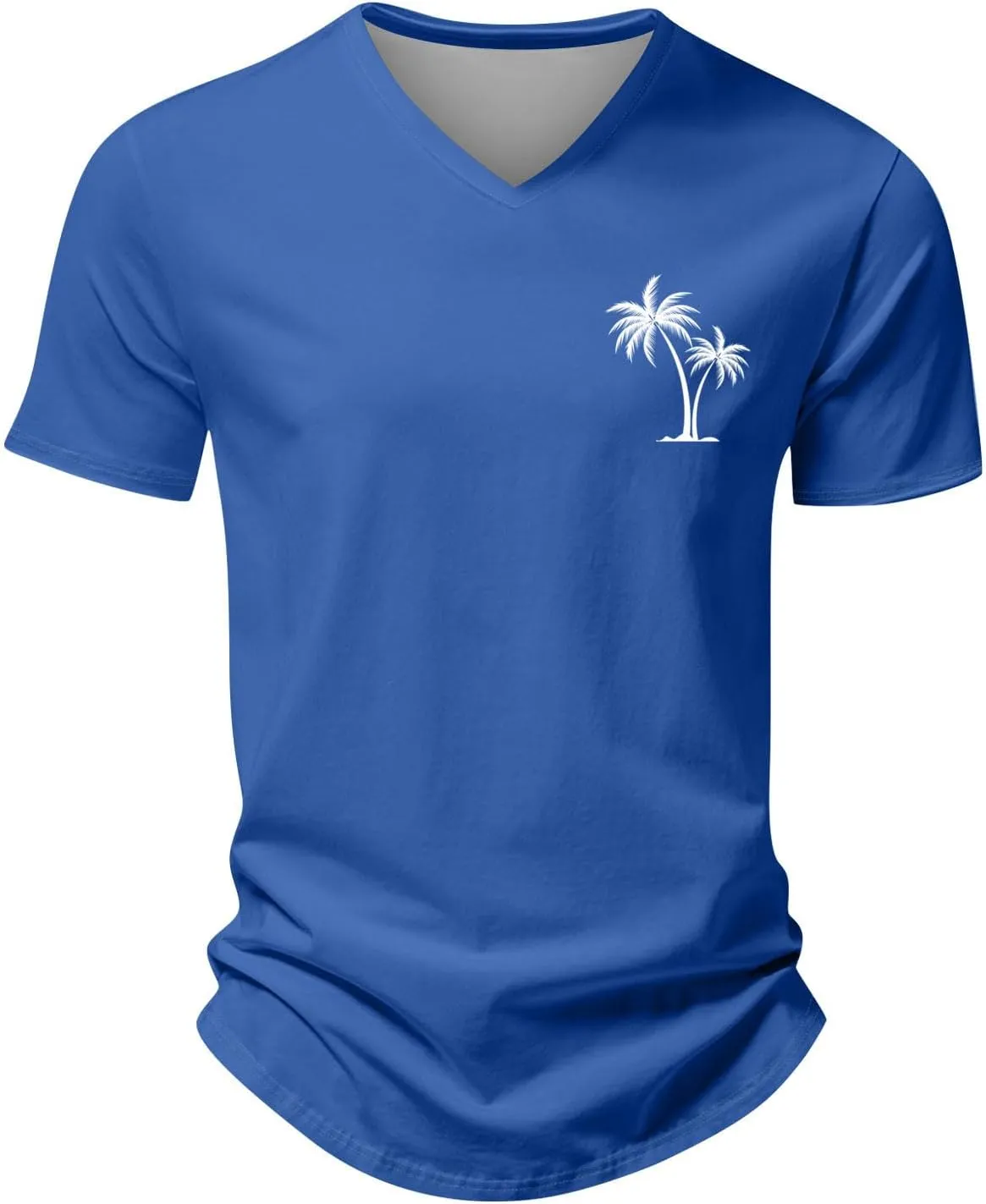 Ymosrh Men's Summer Beach Tee Shirts Short Sleeve Palm Tree T-Shirts Casual V Neck Tee Top Undershirts, S-3XL
