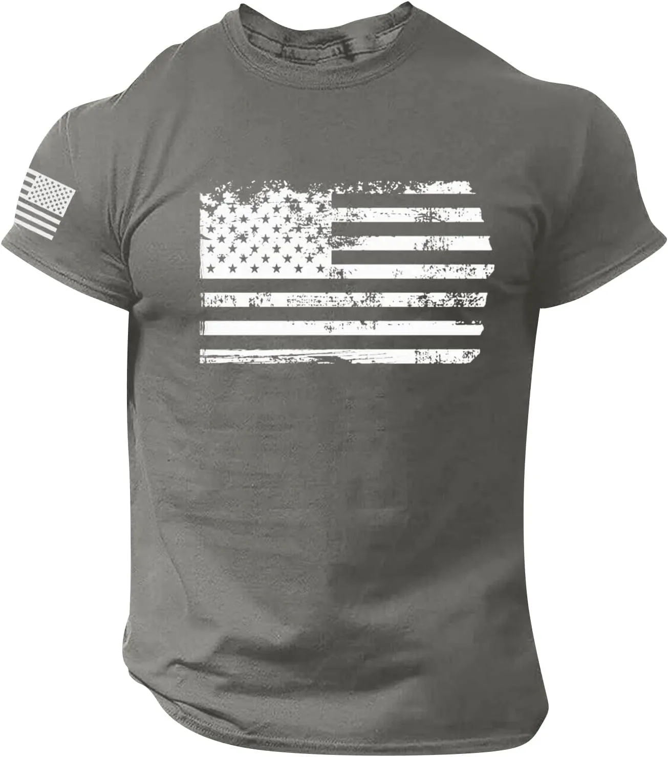 Ymosrh Men's T-Shirts American Flag Print Graphic T Shirt Short Sleeve Running Gym Workout Casual Tee Shirts, M-5XL