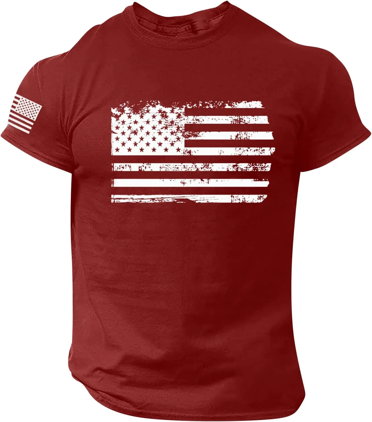 Ymosrh Men's T-Shirts American Flag Print Graphic T Shirt Short Sleeve Running Gym Workout Casual Tee Shirts, M-5XL