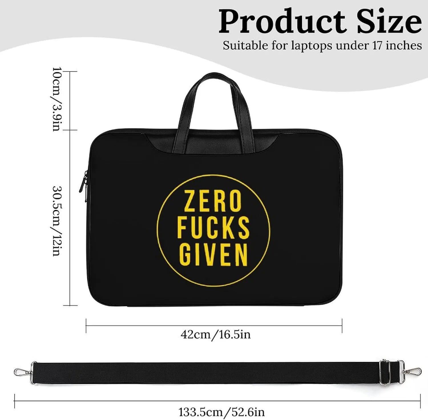 Zero Fcks Given Leather Bag Laptop Case Slim Water Resistant Computer Bags with Handle Briefcase for Work