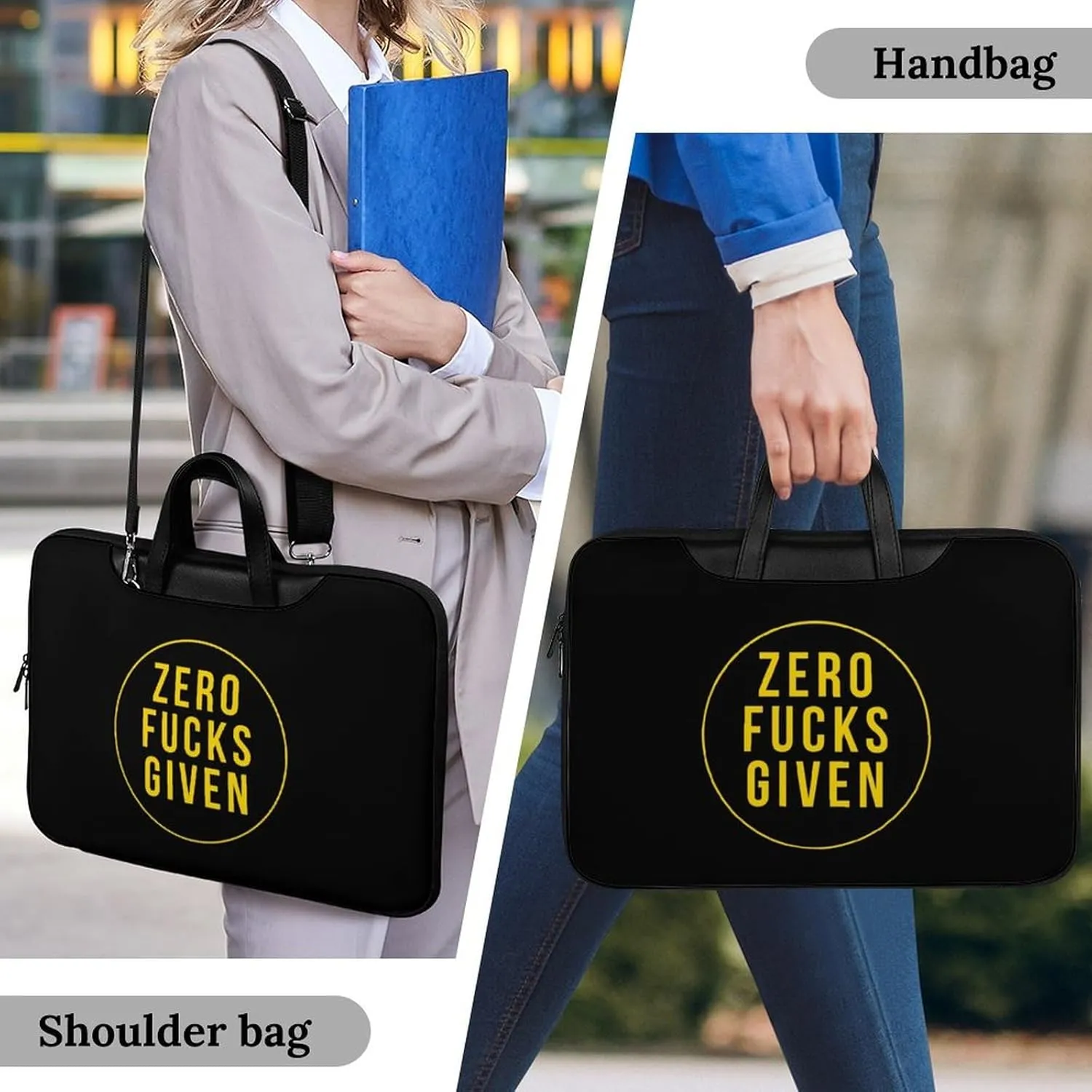Zero Fcks Given Leather Bag Laptop Case Slim Water Resistant Computer Bags with Handle Briefcase for Work