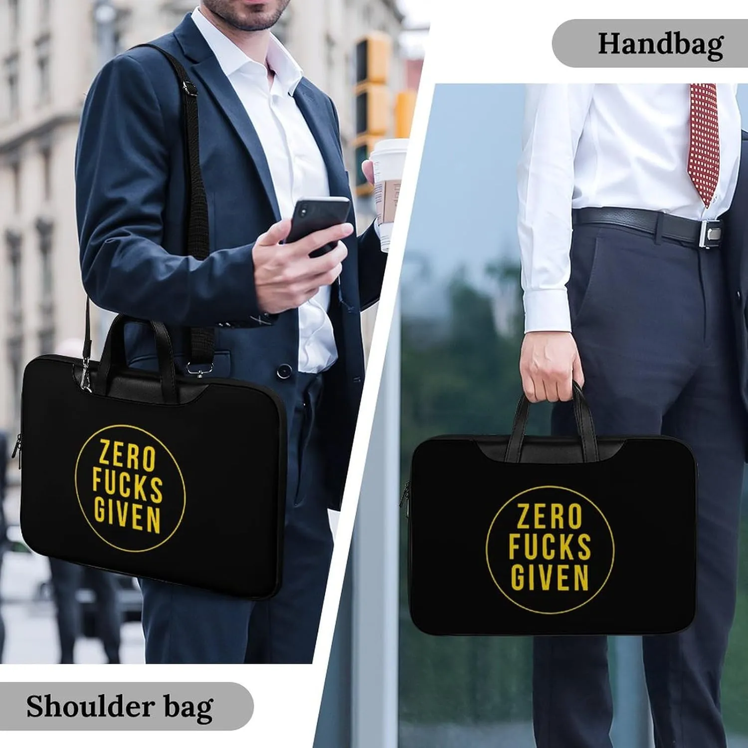 Zero Fcks Given Leather Bag Laptop Case Slim Water Resistant Computer Bags with Handle Briefcase for Work